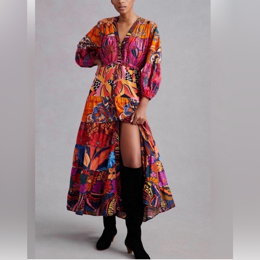 FARM Rio Colorful Patchwork Maxi Dress